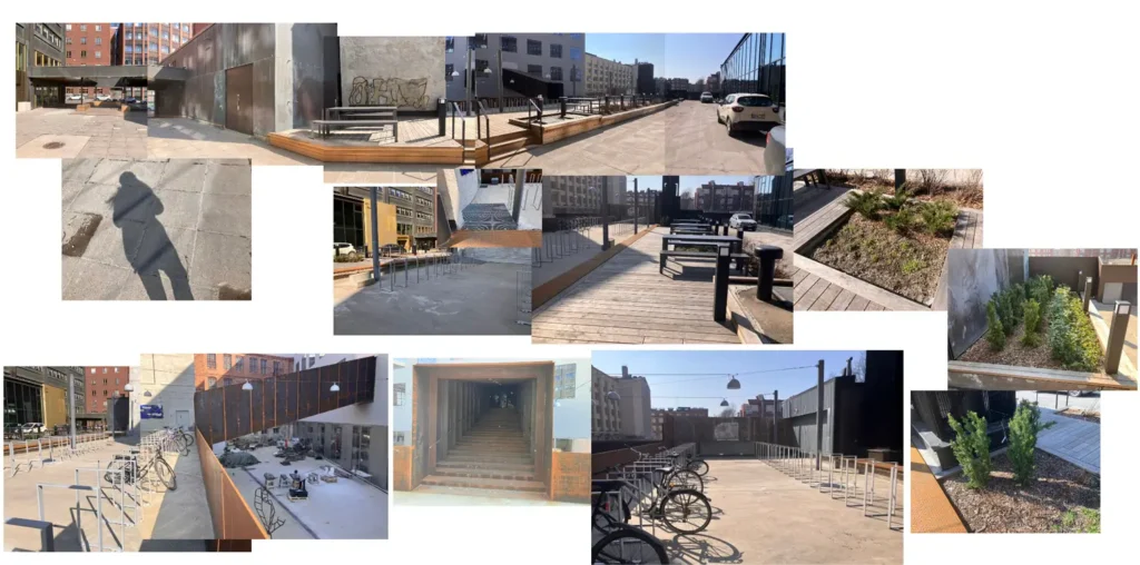 Photomontage picturing the courtyard